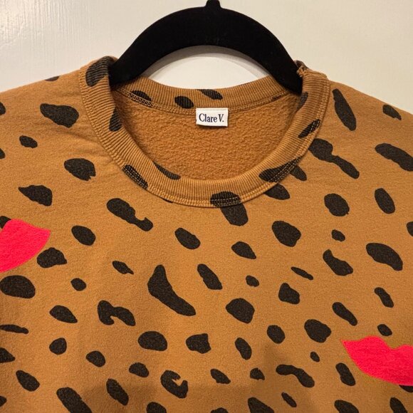 Clare V. Leopard Lips Sweatshirt size XS - Picture 4 of 4